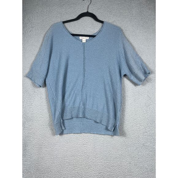 Coldwater Creek Women's Blue Short Sleeve Sweater Top Size S NWT - Picture 1 of 9